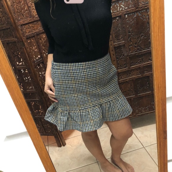 Jcrew Houndstooth Plaid Ruffle Skirt 8 - Picture 3 of 5
